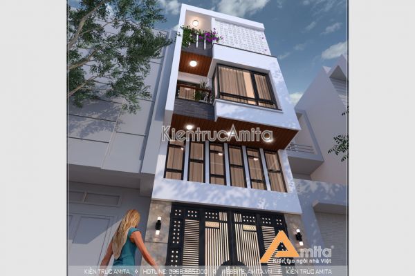 Thiết kế nhà ống mặt tiền 4m tiện nghi (CĐT: Bà Hoan - Bắc Ninh) KT41153