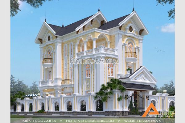 Mãn nhãn với những mẫu biệt thự 3 tầng mái thái 120m2 của Amita