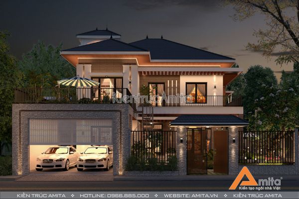 Top những mẫu nhà biệt thự 2 tầng mái thái diện tích 150m2 đẹp mê ly