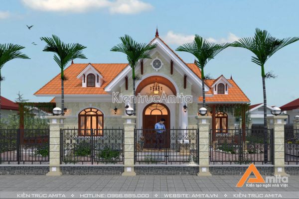 Mẫu biệt thự 1 tầng hiện đại kết hợp  Á Đông (CĐT:ông Vũ-Vĩnh Phúc) BT11046