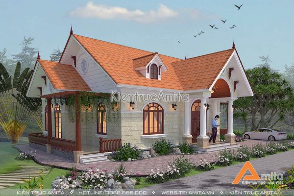 Mẫu biệt thự 1 tầng hiện đại kết hợp  Á Đông (CĐT:ông Vũ-Vĩnh Phúc) BT11046