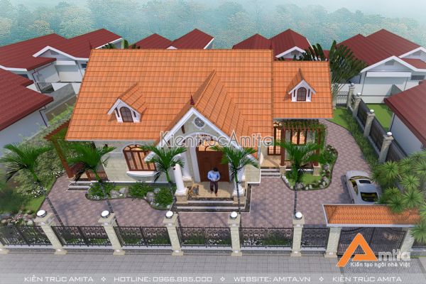 Mẫu biệt thự 1 tầng hiện đại kết hợp  Á Đông (CĐT:ông Vũ-Vĩnh Phúc) BT11046