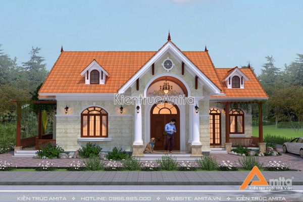 Mẫu biệt thự 1 tầng hiện đại kết hợp  Á Đông (CĐT:ông Vũ-Vĩnh Phúc) BT11046