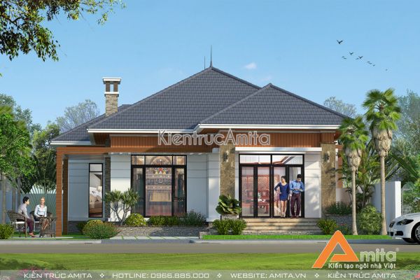 Thiết kế biệt thự hiện đại 1 tầng đẹp (CĐT: ông Trường, Ninh Bình) BT11049