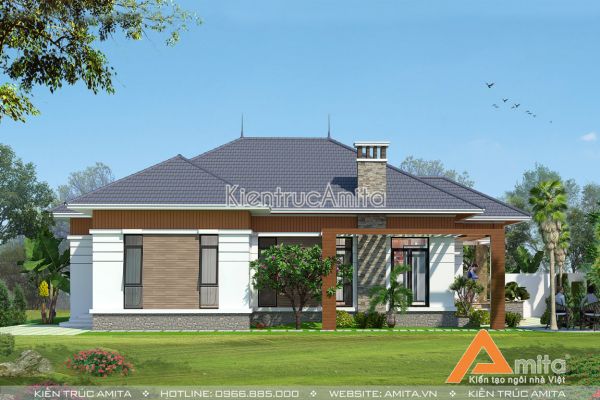 Thiết kế biệt thự hiện đại 1 tầng đẹp (CĐT: ông Trường, Ninh Bình) BT11049