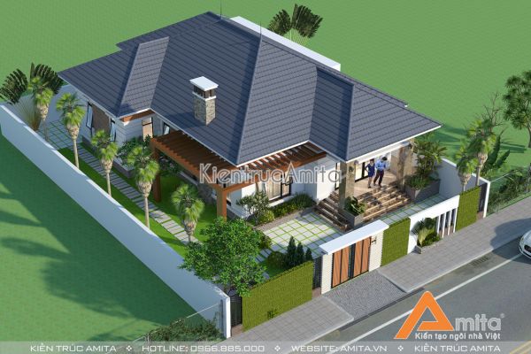 Thiết kế biệt thự hiện đại 1 tầng đẹp (CĐT: ông Trường, Ninh Bình) BT11049