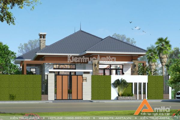 Thiết kế biệt thự hiện đại 1 tầng đẹp (CĐT: ông Trường, Ninh Bình) BT11049