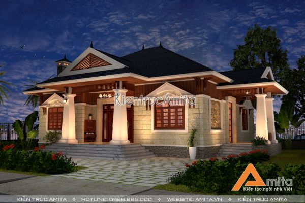 Mẫu biệt thự 1 tầng 3 phòng ngủ (CĐT: Bà Xuyến - Bình Dương) BT11069