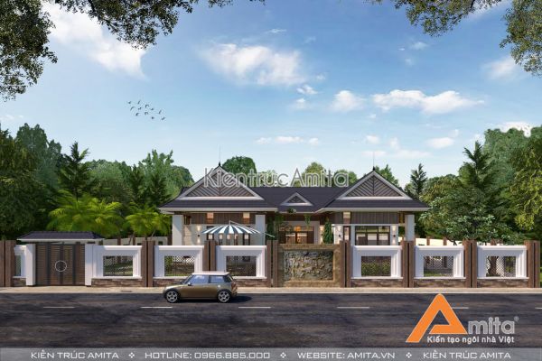 Thiết kế biệt thự 1 tầng hiện đại 3 phòng ngủ BT11070