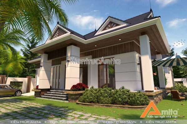 Thiết kế biệt thự 1 tầng hiện đại 3 phòng ngủ BT11070