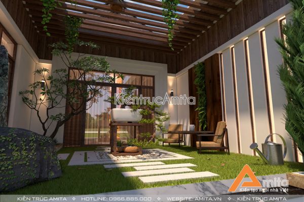 Thiết kế biệt thự 1 tầng hiện đại 3 phòng ngủ BT11070