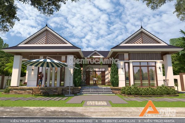 Thiết kế biệt thự 1 tầng hiện đại 3 phòng ngủ BT11070