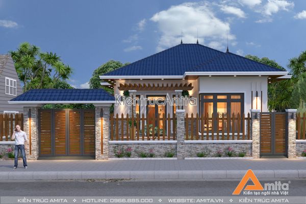 Mẫu thiết kế biệt thự một tầng mái thái (cđt ông Tân - Thái Nguyên) BT11081