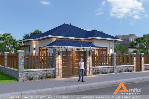 Mẫu thiết kế biệt thự một tầng mái thái (cđt ông Tân - Thái Nguyên) BT11081