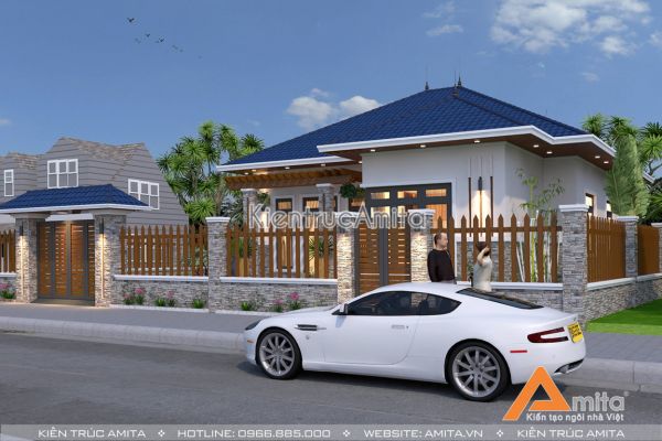 Mẫu thiết kế biệt thự một tầng mái thái (cđt ông Tân - Thái Nguyên) BT11081
