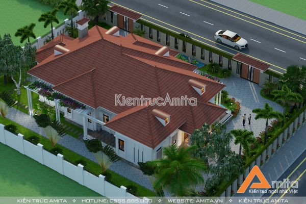 Mẫu biệt thự nhà vườn 1 tầng phong cách hiện đại BT11150