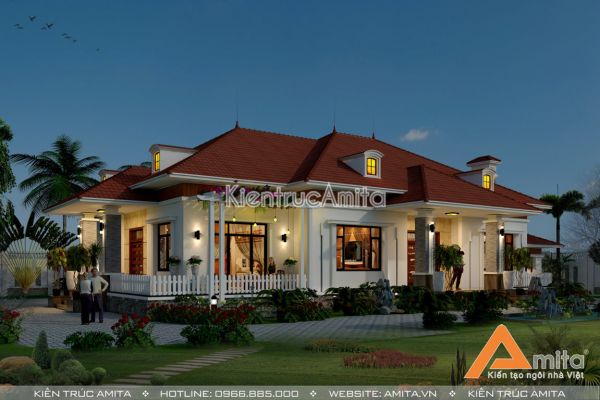 Mẫu biệt thự nhà vườn 1 tầng phong cách hiện đại BT11150