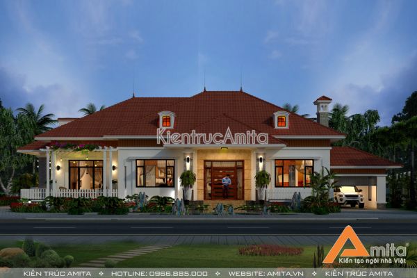 Mẫu biệt thự nhà vườn 1 tầng phong cách hiện đại BT11150
