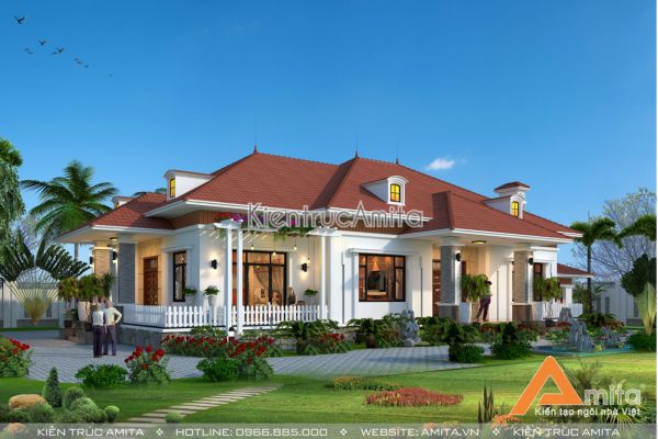 Mẫu biệt thự nhà vườn 1 tầng phong cách hiện đại BT11150