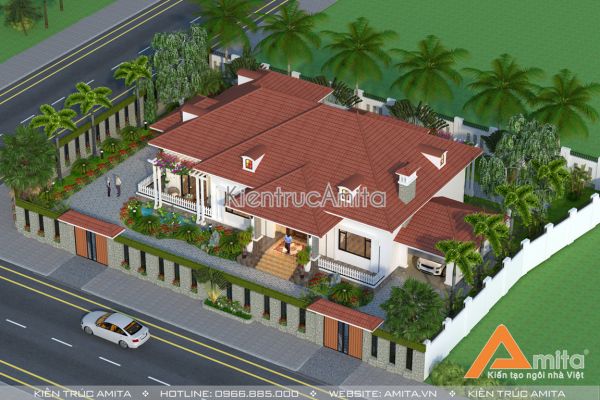 Mẫu biệt thự nhà vườn 1 tầng phong cách hiện đại BT11150
