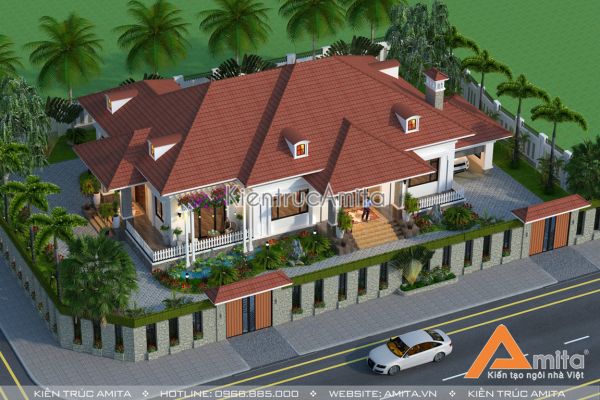 Mẫu biệt thự nhà vườn 1 tầng phong cách hiện đại BT11150