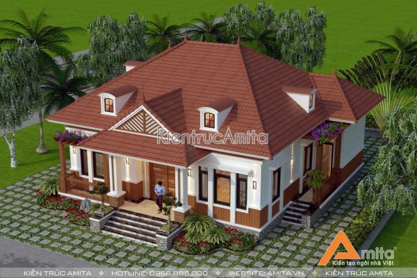 Thiết kế biệt thự vườn 1 tầng đẹp  (CĐT: Ông Hiếu - Nghệ An) BT11151