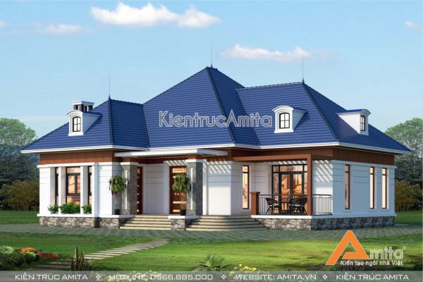 Mẫu biệt thự 1 tầng mái Thái đẹp (CĐT: Bà Hiền - Bắc Ninh) BT11223
