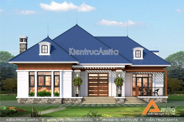 Mẫu biệt thự 1 tầng mái Thái đẹp (CĐT: Bà Hiền - Bắc Ninh) BT11223