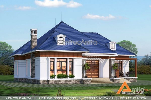 Mẫu biệt thự 1 tầng mái Thái đẹp (CĐT: Bà Hiền - Bắc Ninh) BT11223