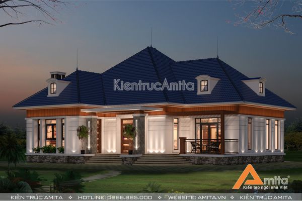 Mẫu biệt thự 1 tầng mái Thái đẹp (CĐT: Bà Hiền - Bắc Ninh) BT11223