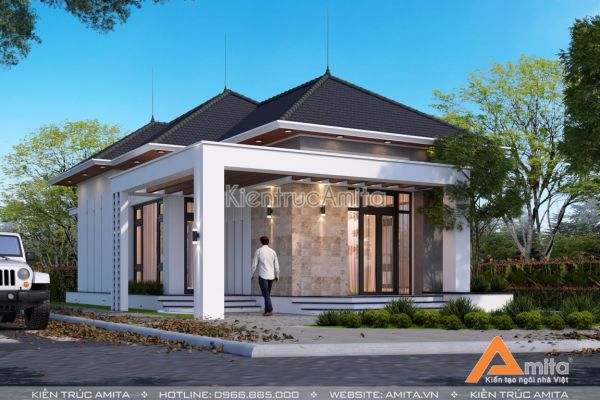 Mẫu nhà cấp 4 hiện đại mái Thái đẹp tại Nghệ An BT11343