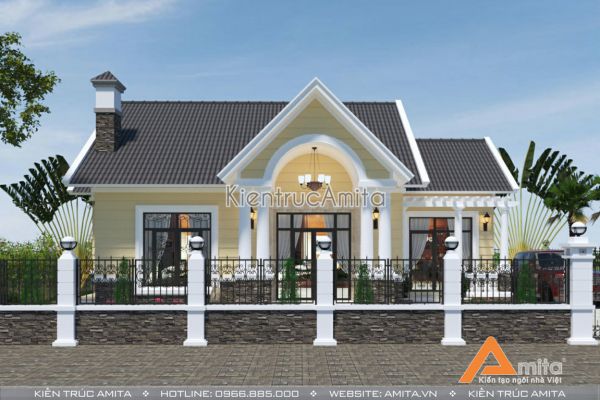 Mẫu biệt thự 1 tầng tân cổ điển mái thái  (CĐT: ông Lực-Hà Nội) BT12071