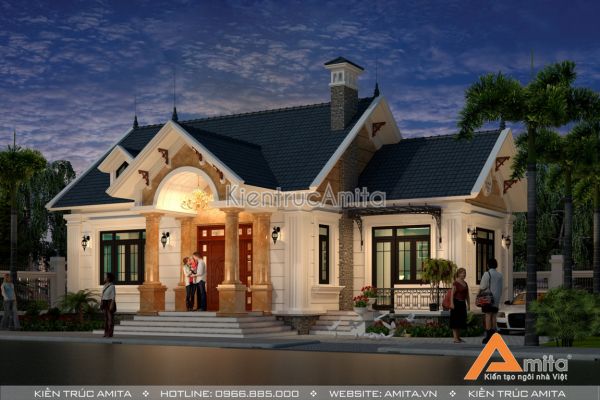Mẫu biệt thự mini 1 tầng mái thái (CĐT:Anh Lực - Đồng Nai) BT12072