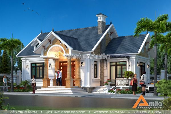 Mẫu biệt thự mini 1 tầng mái thái (CĐT:Anh Lực - Đồng Nai) BT12072
