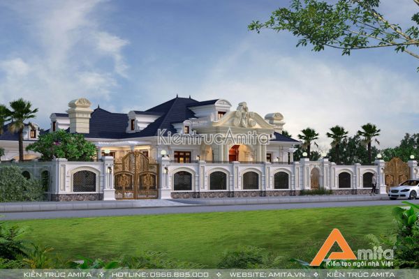 Mẫu dinh thự biệt thự 1 tầng kiến trúc Pháp đẹp say đắm BT12099