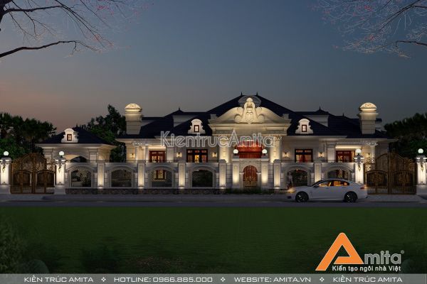 Mẫu dinh thự biệt thự 1 tầng kiến trúc Pháp đẹp say đắm BT12099