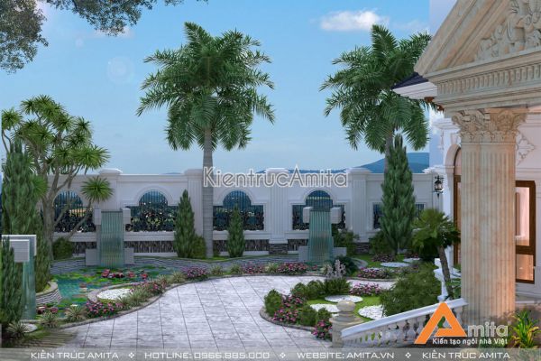 Thiết kế biệt thự nhà vườn 1 tầng tân cổ điển BT12209