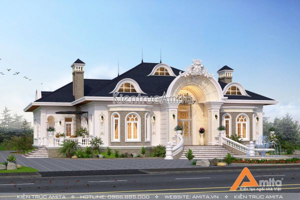 Xu hướng thiết kế biệt thự vườn 1 tầng tân cổ điển năm 2020