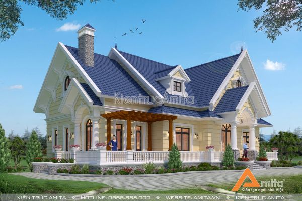 Chiêm ngưỡng vẻ đẹp trong mẫu biệt thự vườn 1 tầng mái thái BT12318