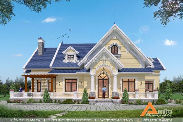 Chiêm ngưỡng vẻ đẹp trong mẫu biệt thự vườn 1 tầng mái thái BT12318