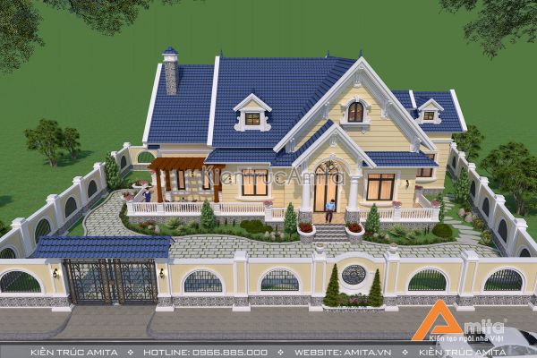 Chiêm ngưỡng vẻ đẹp trong mẫu biệt thự vườn 1 tầng mái thái BT12318