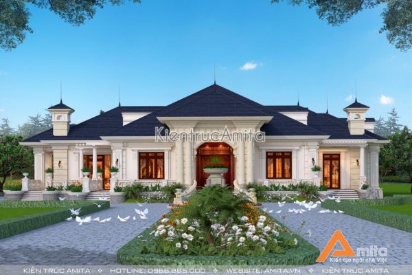 Mẫu nhà 1 tầng tân cổ điển đẹp tại Yên Bái BT12330