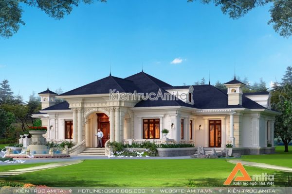 Mẫu nhà 1 tầng tân cổ điển đẹp tại Yên Bái BT12330
