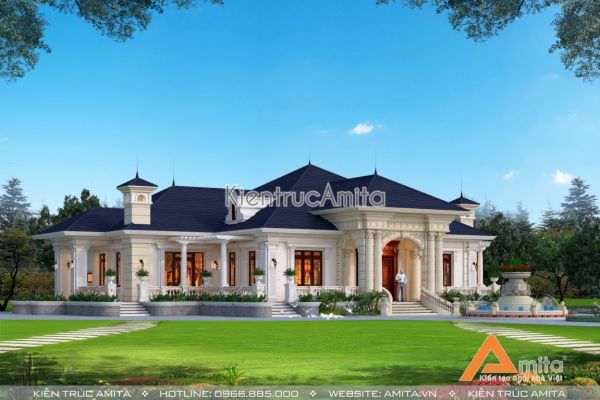 Mẫu nhà 1 tầng tân cổ điển đẹp tại Yên Bái BT12330