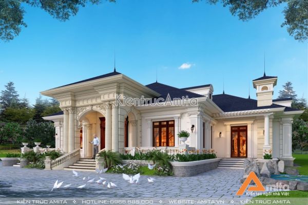Mẫu nhà 1 tầng tân cổ điển đẹp tại Yên Bái BT12330