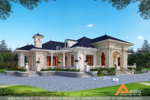 Mẫu nhà 1 tầng tân cổ điển đẹp tại Yên Bái BT12330