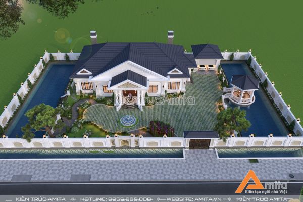 Chiêm ngưỡng mẫu biệt thự sân vườn 1 tầng tân cổ điển đẹp BT12341