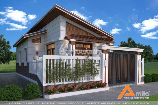 Mẫu nhà cấp 4 hiện đại đẹp (CĐT: bà Liên - Hưng Yên) KT11100