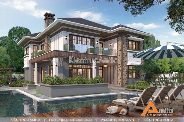 Biệt thự hiện đại có bể bơi (CĐT: Ông Kiết  - Bình Dương) BT21076