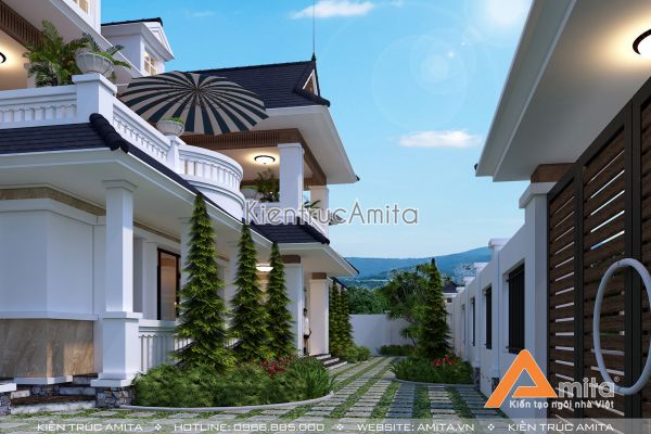 Thiết kế biệt thự hiện đại 2 tầng phong cách Á Đông BT21089